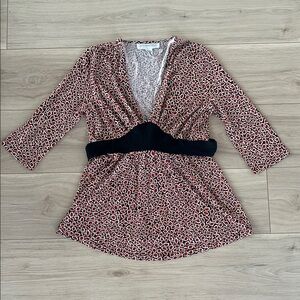 Diane Von Furstenberg Red and Black Geometric Top